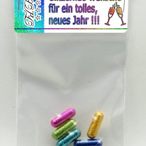 Glitzernde Wünsche für ein tolles, neues Jahr! Tolles Geschenk zu Silvester! Mitbringsel für Silvesterparty! Glitzerpillen, Glitterpills