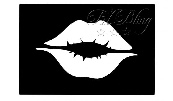glitzertattoo schablone kussmund