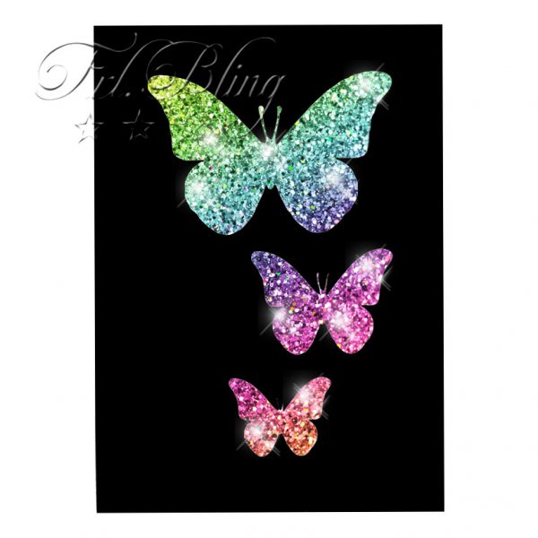 Glitzer Tattoo Schablonen SCHMETTERLINGE, Schmetterling, Einhorn,