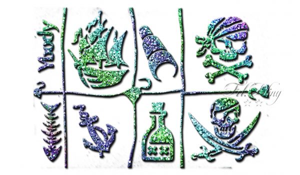 15 Schablonen Motivschablonen für Glitzer Tattoos Piraten Glitzertattoo 