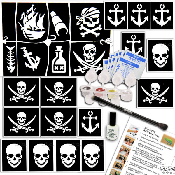 Glitzertattoo Set PIRATEN