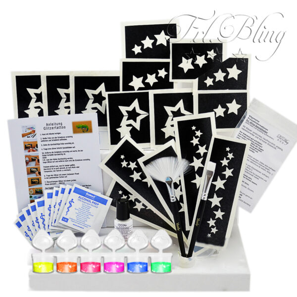 Glitzer Tattoo Set NEON UV