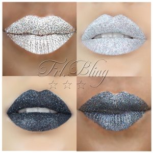 schwarz, Glitter Lips Glitzerlippen wasserfest SILBER Co. - küssen, feiern, trinken, essen - Glitzer bleibt!, .make up, make up silvester, make up festival, make up, extreme, lippen party, fräulein bling,