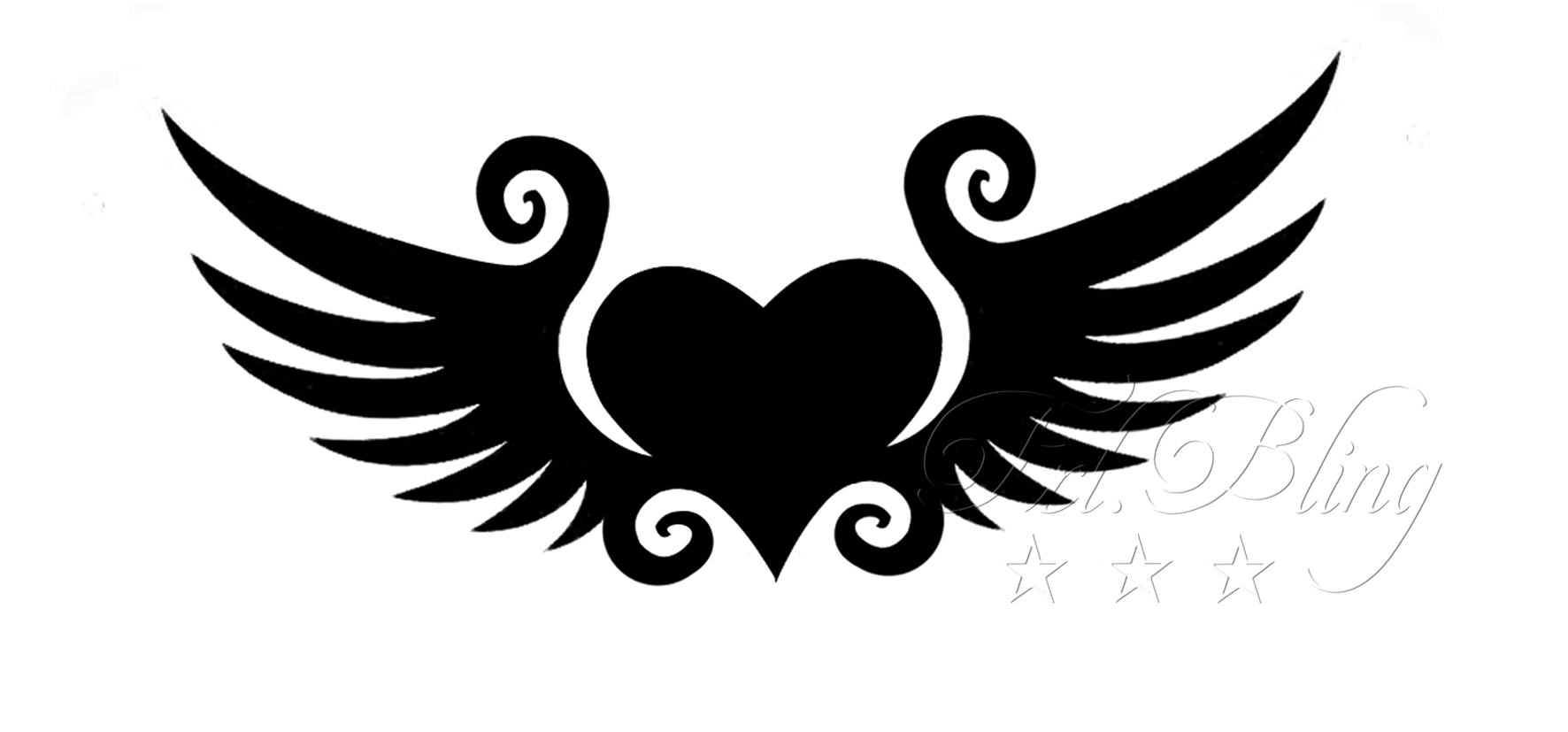 Glitzer Tattoo Schablonen HERZ mit FLÜGEL 8 cm ♥♥♥ Riesen Auswahl! ♥