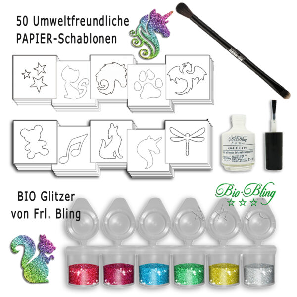 BIO Glitzertattoo Set S Papierschablonen