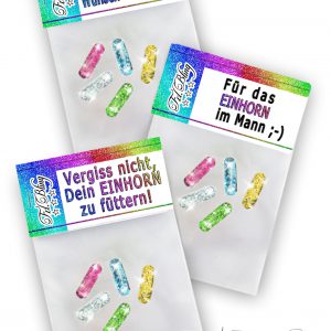 3 x Glitzerpillen EINHORN MIX Set 1