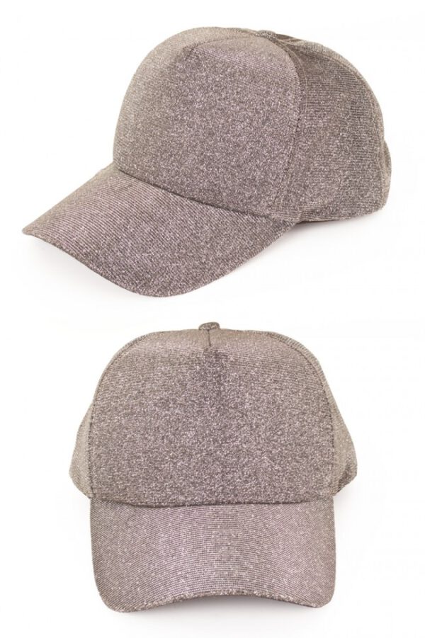 Baseballcap Glitzer Trendige Baseball-Cappi Silberner Glitzerstoff Einheitsgröße