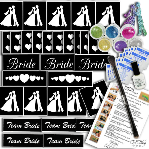 Glitzertattoo Set HOCHZEIT 30