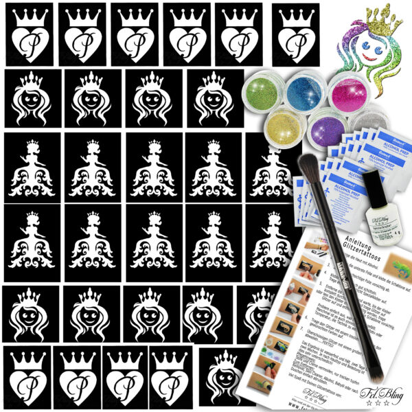 Glitzertattoo Set PRINZESSIN 30