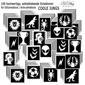 Glitzertattoo Schablonen Set COOLE JUNGS