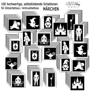 Glitzertattoo Schablonen Set MÄRCHEN