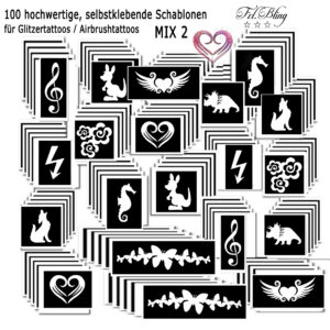 Glitzertattoo Schablonen Set MIX 2